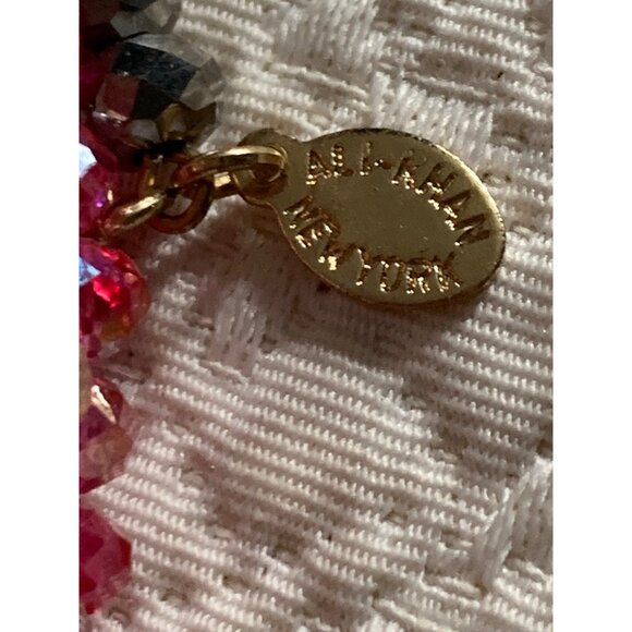 Ali Kahn New York Ladies Pink and Gray Glass beaded wire wrap bracelet - Picture 7 of 7